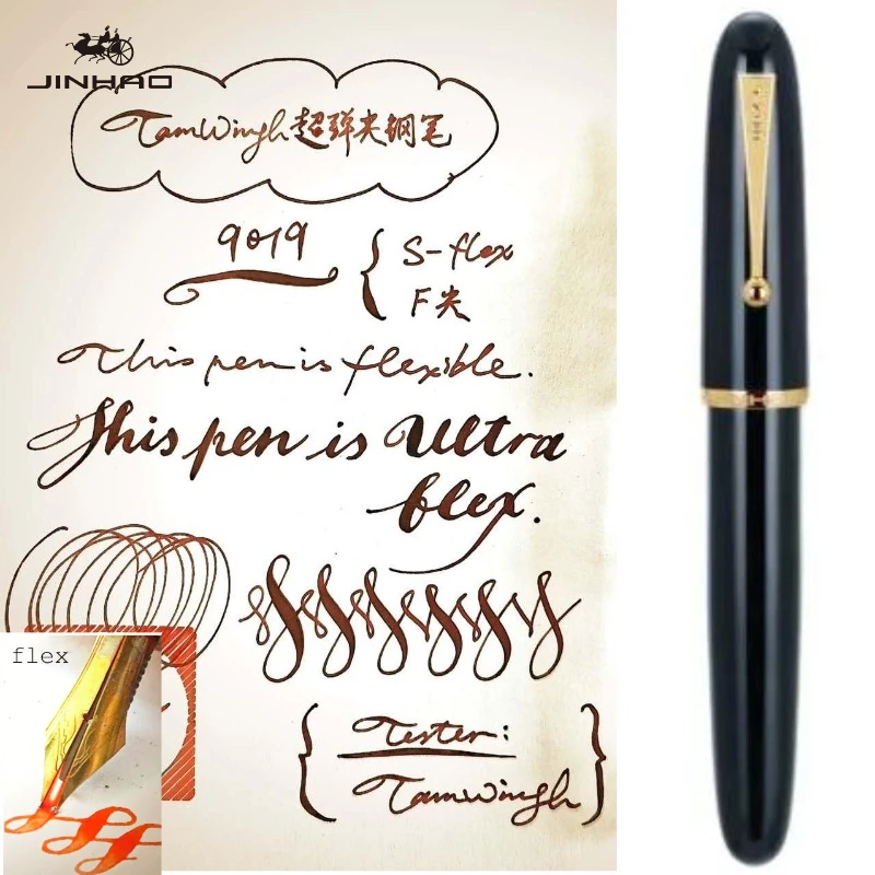 Фото Ручка-перо Jinhao 9019 Super Elastic Flex с гибким наконечником для скетчинга, рисования цветов, круглой и готической каллиграфии, школьные принадлежности, канцтовары №3