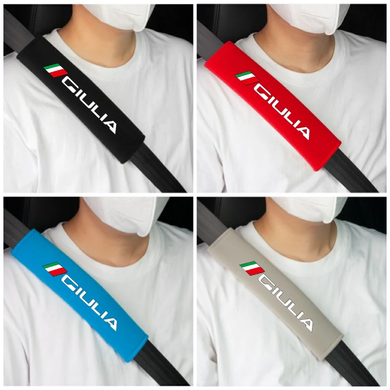 

2pcs plush Car Safety Seat Belt Cover Harness shoulder pad Case Seat Belt Shoulder Strap Pad For Alfa Romeo GIULIA Accessories
