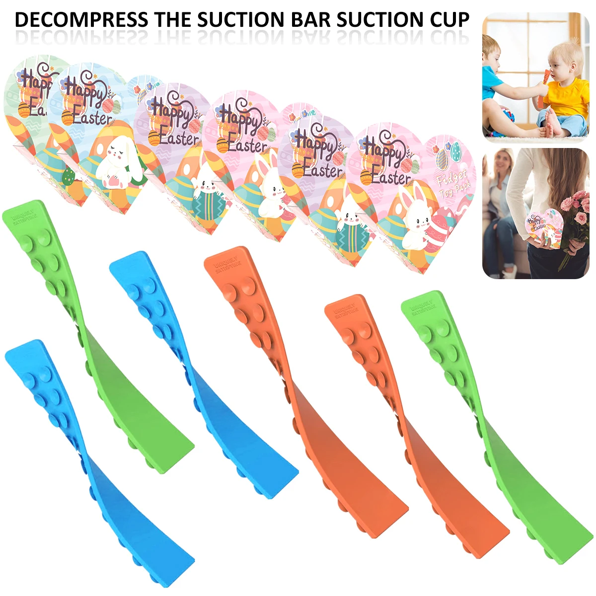 

6pcs Stretchy Sensory String Suction Cups Stretchy String Sucker Stress Relief and Anxiety Decompression Sucker Strip BPA-free