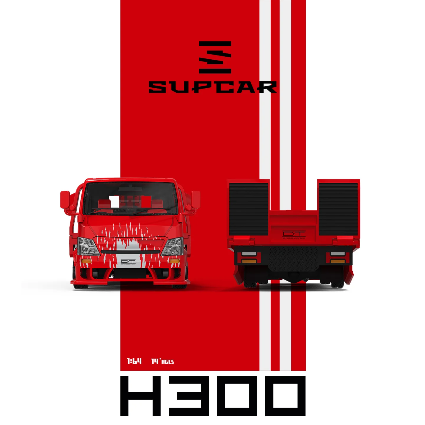 Фото SC 1:64 H300 Транспортный прицеп-платформа, красный, окрашенный в цвет Gladiator, литая модель автомобиля, предзаказ №4