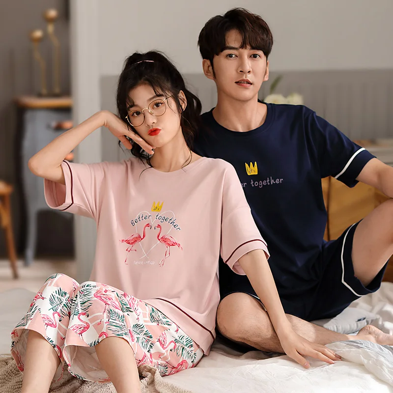 Новый пижамный комплект для пар милая мультяшная Мужская и Женская Повседневная