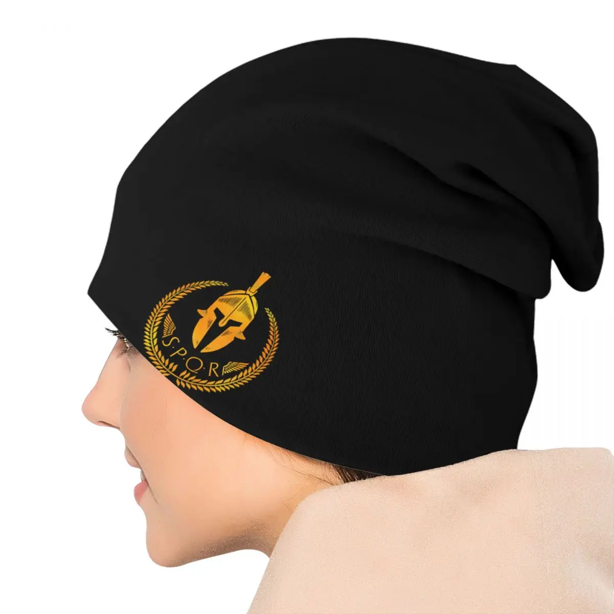 Шапки-бини SPQR Roman Empire Skullies на заказ крутые зимние теплые мужские и женские вязаные