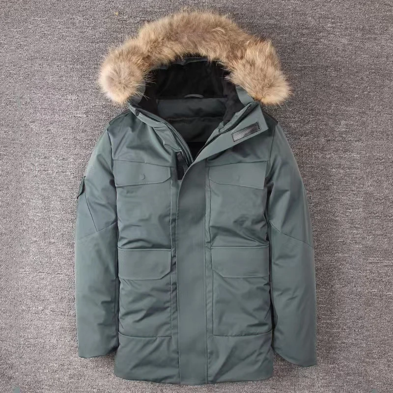 23SS Thicken Down Jacket Luxury Brand Women Winter Short Jacket Hooded Fur Collar Jacket Parkas Multi Pockets Overcoat Male