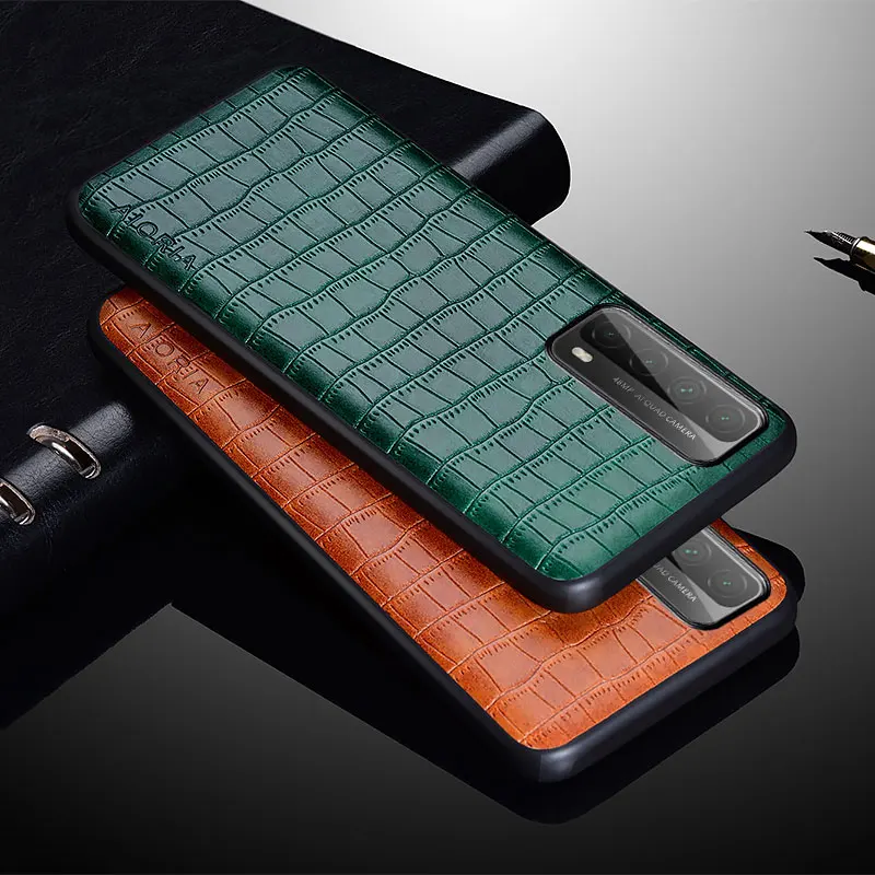 

Luxury Crocodile Leather Case for Huawei P Smart 2021 Enjoy 20 SE Y7a Slim Fit Premium Soft TPU Back Cover for P Smart 2021 Case