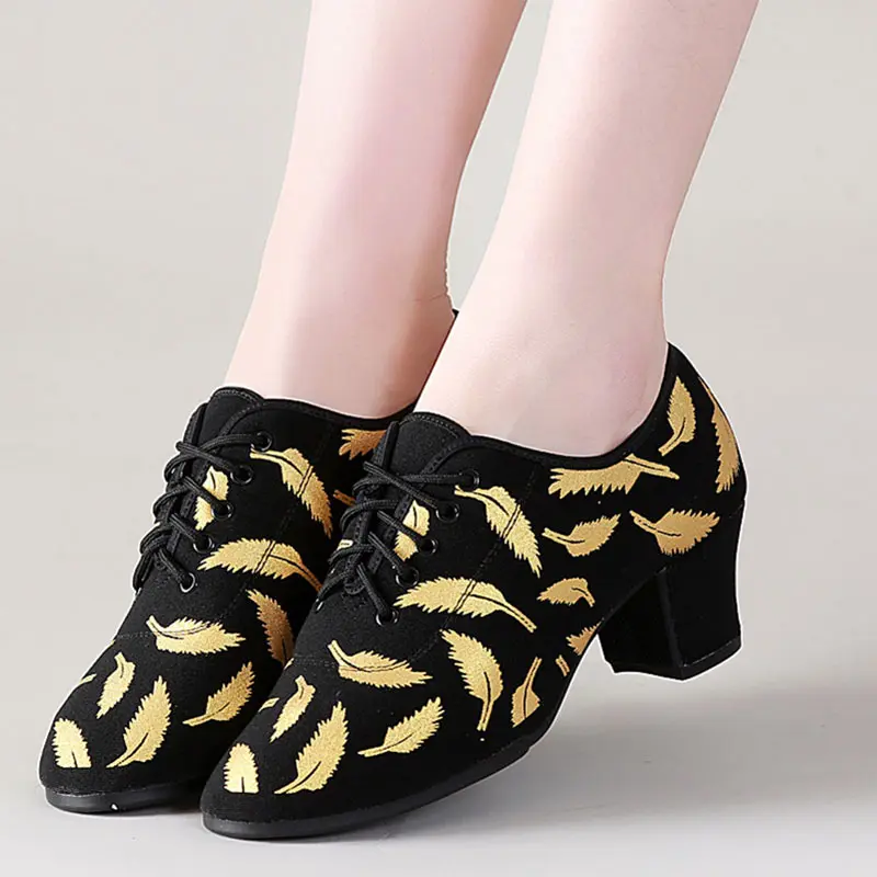 Women's Modern Latin Dance Shoes Ballroom Jazz Salsa Dancing Shoes 3cm 5cm Heels Soft Girls Ladies Practice Tango Dance Sneakers