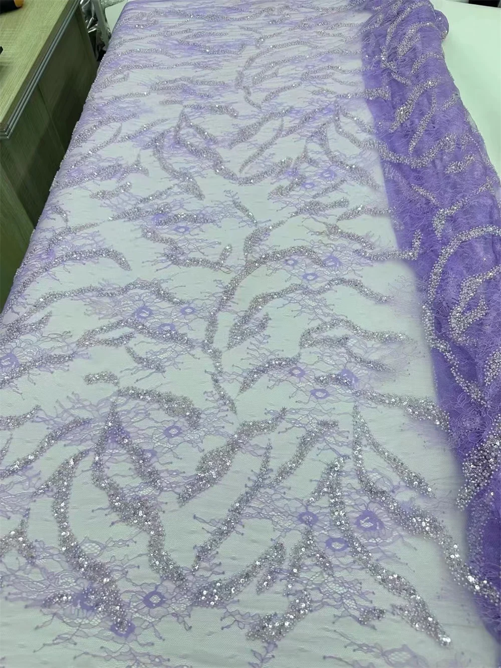 Африканское кружево Шантильи с бусинами французское Тюлевое африканская