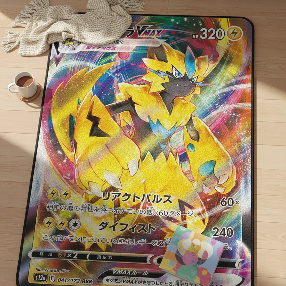 Фото Коврик Pokemon Zeraora VMAX Tera в стиле аниме, милый декор для игровой комнаты, мягкий ковер, подарок для детей и фанатов, мягкое декоративное одеяло №4