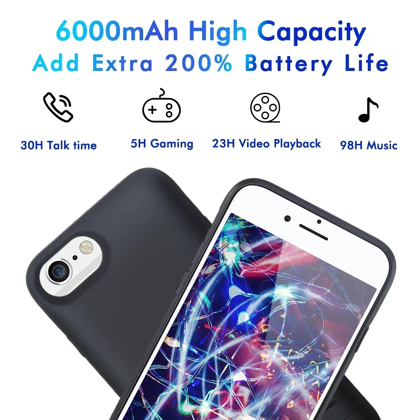 Фото Чехол-аккумулятор 10000 мАч для iPhone 6, 6S, 7, 8, SE 2020, 2022, 2023 – внешний аккумулятор-чехол, совместимый с iPhone 6S 4.7 №5