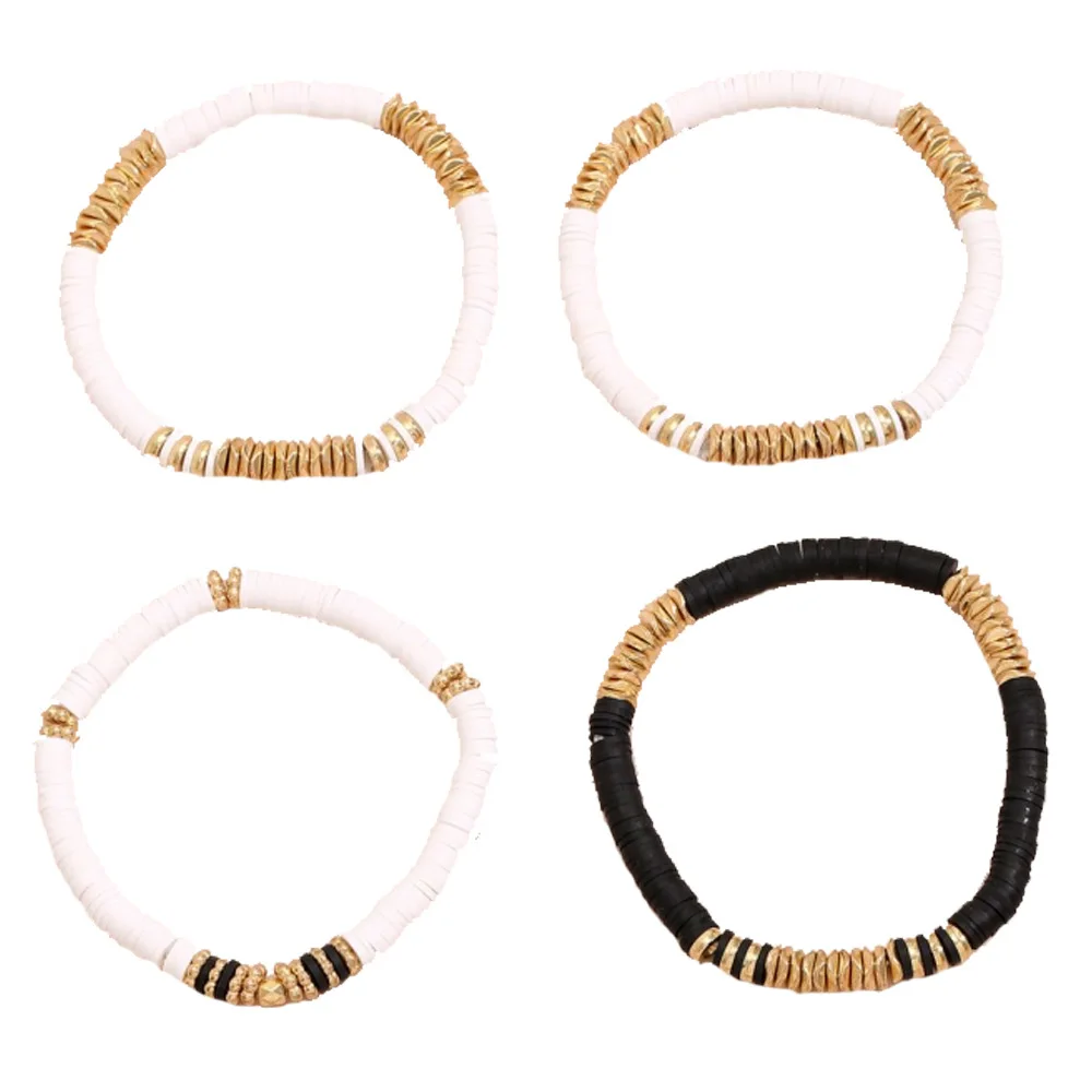Браслет женский из полимерной глины 6 шт./компл. летний мягкий этнический белый с