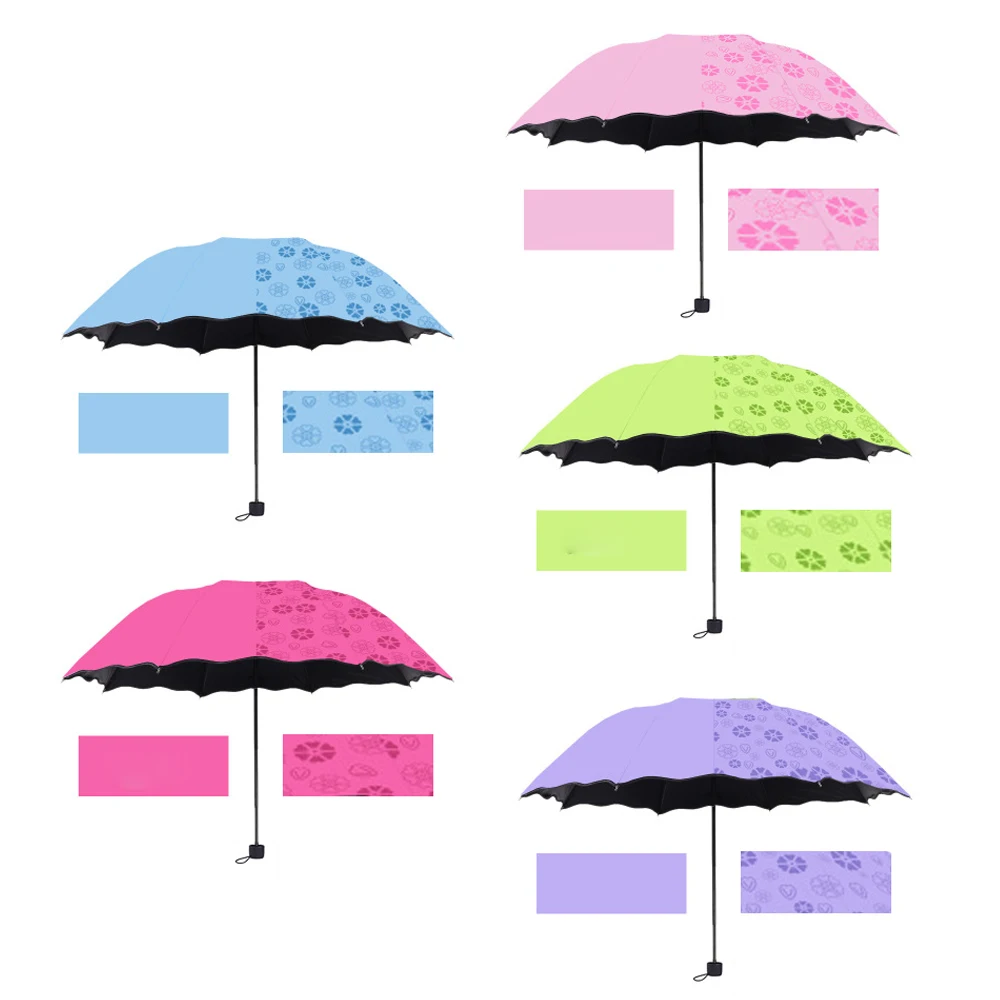 

Dust and uv protection umbrella 3 fold black tape 8 fold bone flower dome umbrella waterproof garden travel essential