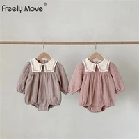 freely move 2022 newborn baby girls casual clothes autumn new long sleeve bodysuit toddler girls cotton embroidered jumpsuit