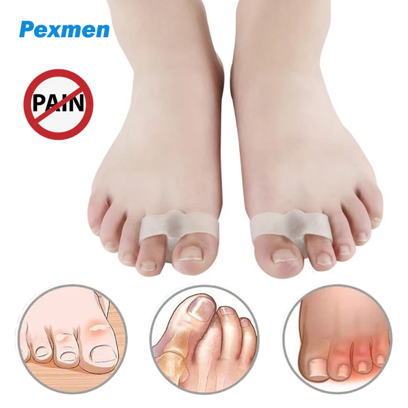 

Pexmen 4Pcs/2Pairs Gel Bunion Corrector Big Toe Separator for Hallux Valgus Bunionette Callus Blister and Overlapping Hammer Toe