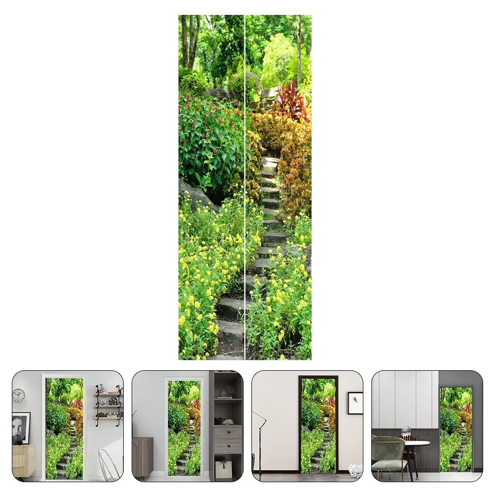 

2Pcs Simulated Door Sticker Decorative Wall Decal Door Sticker Door Wallpaper