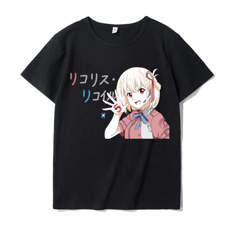 

Fashion Short Sleeves T-shirt Anime Girl Graphic T Shirt Black Streetwear Top Casual Female Blouse Comics Women Harajuku Clothes