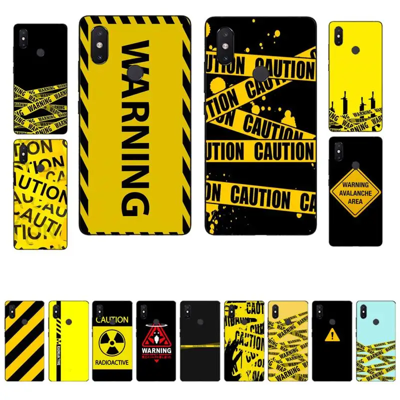 

yellow warning Phone Case for Xiaomi mi 5 6 8 9 10 lite pro SE Mix 2s 3 F1 Max2 3