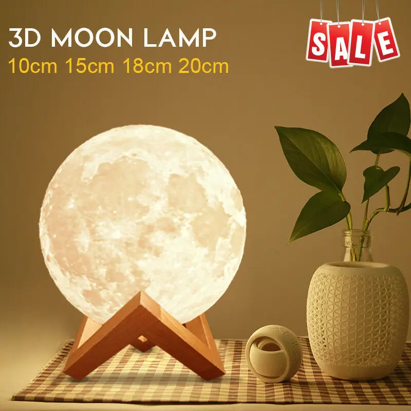 

Перезаряжаемый ночсветильник Luna 3D, лампа в виде Луны с сенсорным выключателем, 2 цвета, 10-20 см