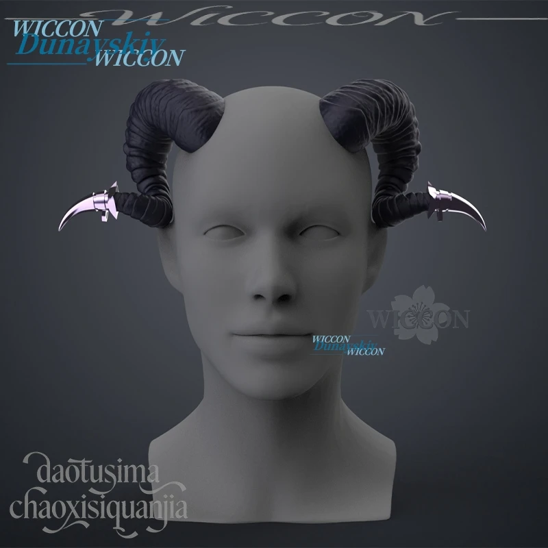 Фото 3D-аксессуары из полимолочной кислоты: рога, головные уборы для косплея персонажей аниме, критических ролевых игр, клоунов, демонов, драконов. Косплей-головные уборы на Хэллоуин. №1