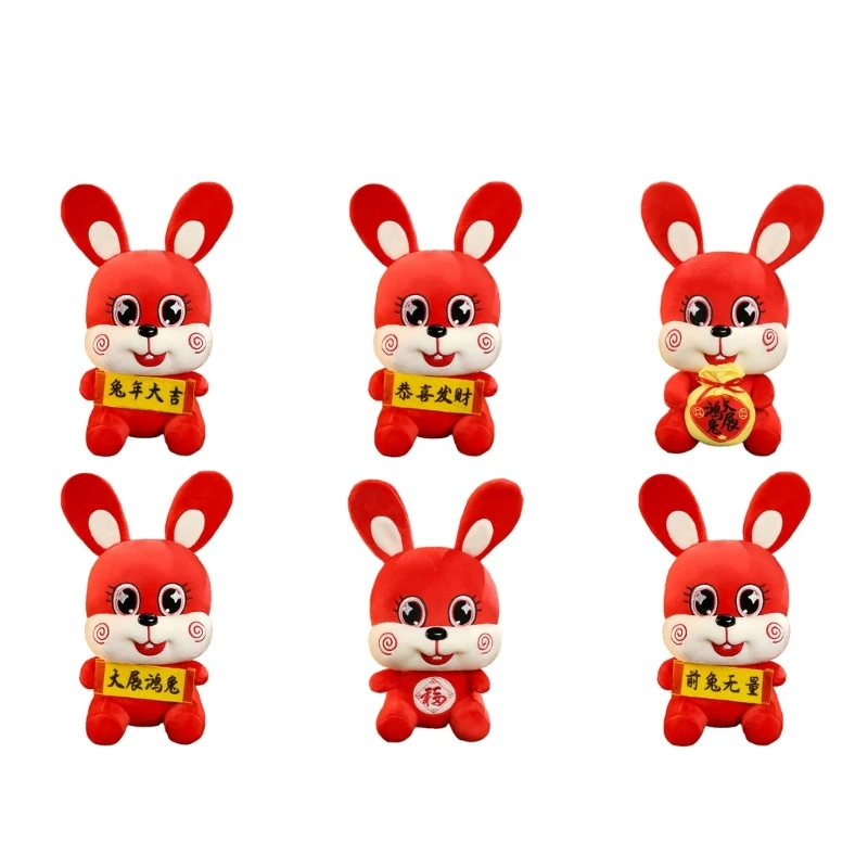 

Plush Toy Year of Rabbit Mascot Toy Zodiac Doll Girls Boy Birthday Gift Claw Machine Supplies Sofa Bedroom Office Decor