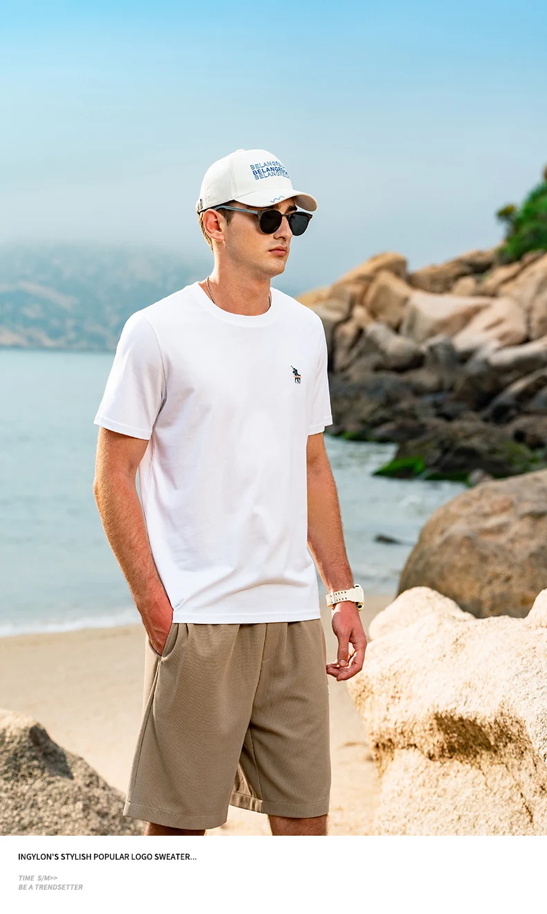 

7311 летняя новая трендовая футболка с вышивкой, простая повседневная футболка, футболка