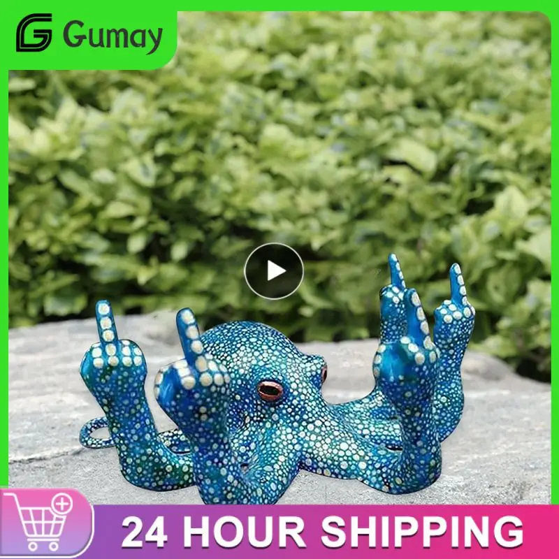 

Gesture Octopus Statue Resin Fluorescence Octopus Ornaments Garden Simulation Animals Sculpture Home Crafts Decoration