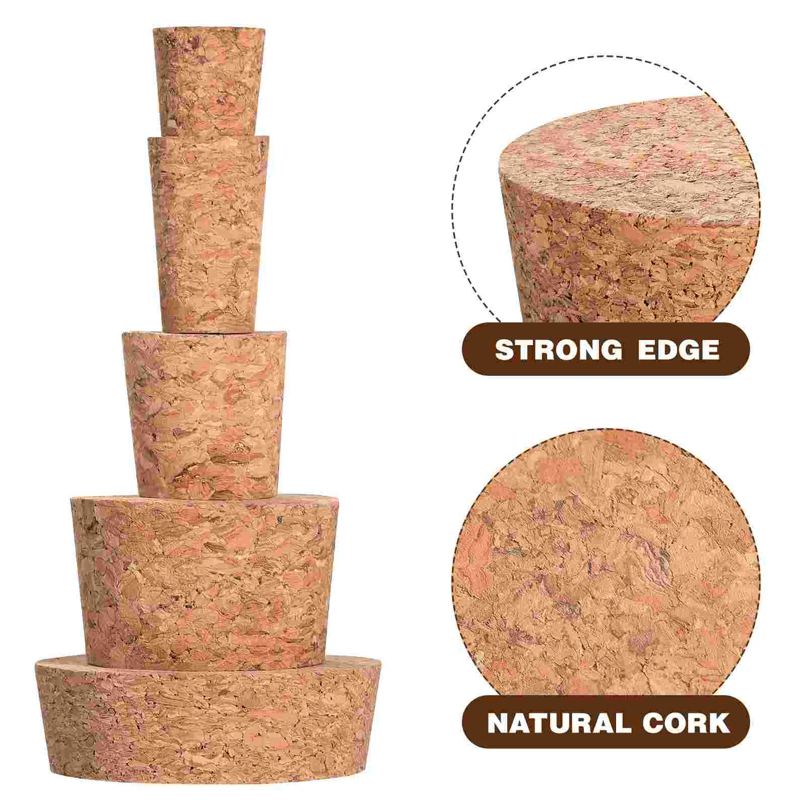 Cork Stoppers Replacement Corks Wooden Bottle Leak-proof Plugs Beer Tapered Mini Jar images - 6