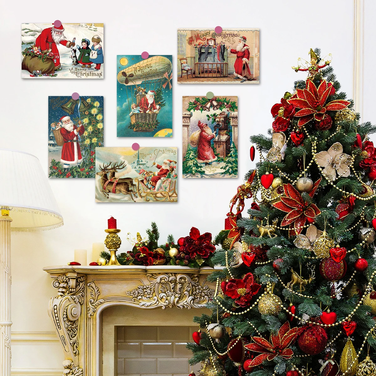 Винтажные рождественские открытки поздравительные в стиле ретро для подарков