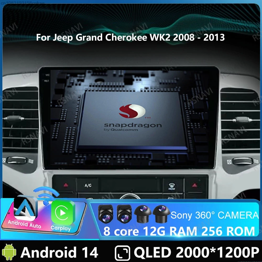 Автомобильный радиоприемник Andoird 14 для Jeep Grand Cherokee WK2 2008-2013 Viedo Player 2DIN DVD-навигация