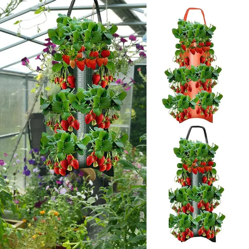 

Tomato Planter Upside Down Vertical Hang Garden Bag Breathable Canvas Strawberry Flower Planter Bags New Garden Accessories