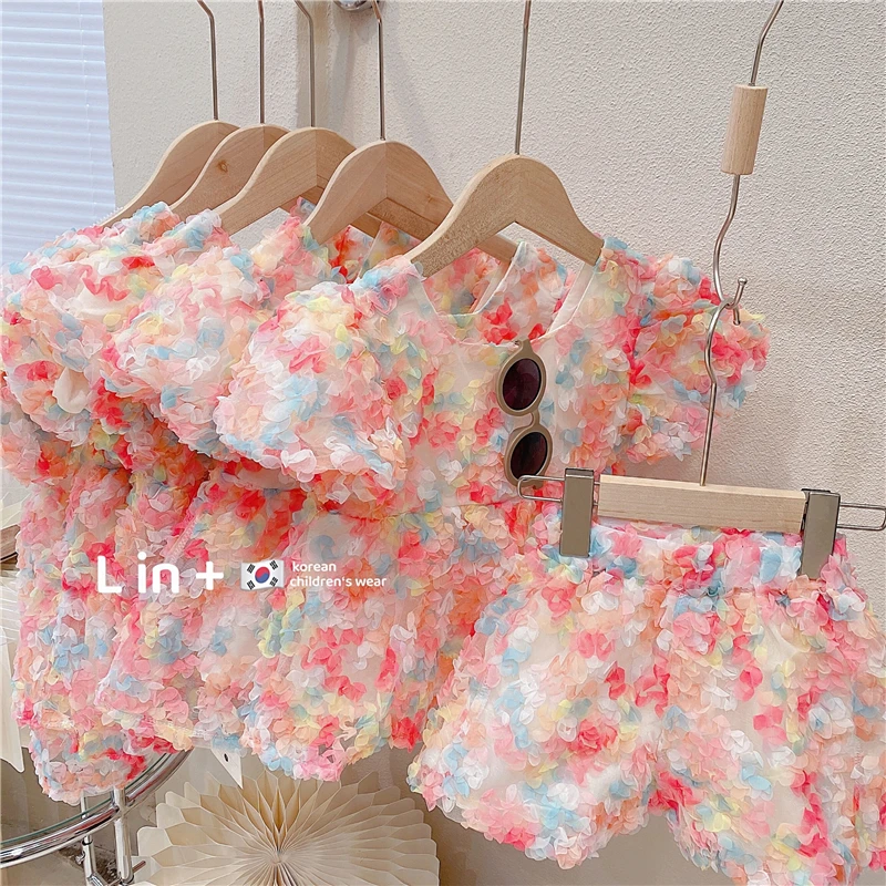 Комплект одежды для малышей топы и шорты летняя одежда маленьких девочек