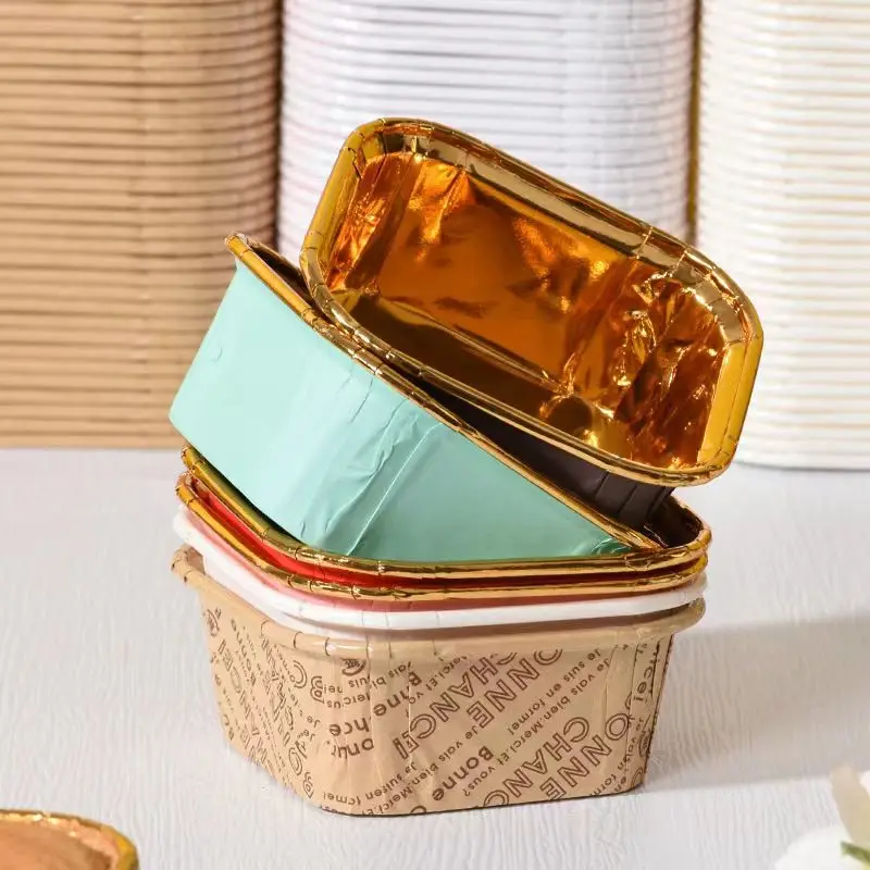 

50Pcs Square Cupcake Paper Cup Oilproof Cupcake Liner Baking Cup Tray Case Wedding Party Caissettes Golden Muffin Wrapper Paper