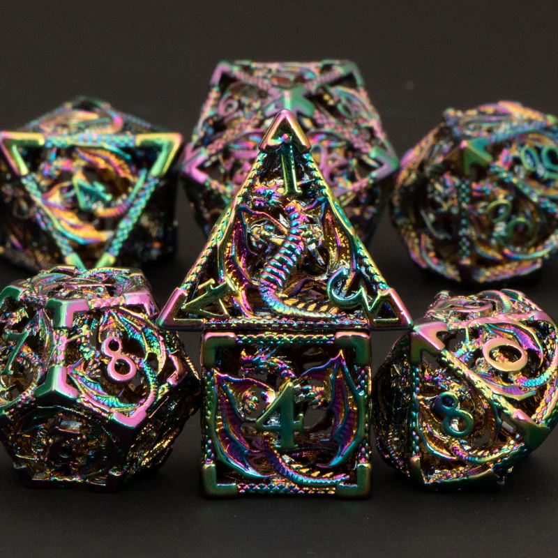 

Hollow Dnd Metal Dice Set Dungeon And Dragon Rainbow D&d D+D Dice D20 D12 D10 D% D8 D6 D4 RPG Copper Polyhedra Role Playing Dice