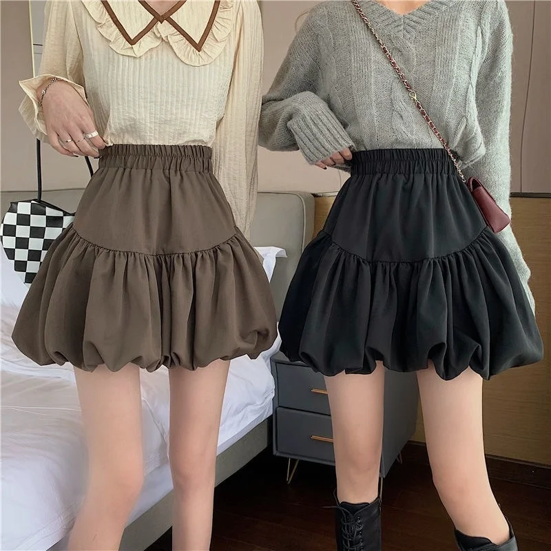 

Корейская Женская Асимметричная плиссированная Пышная юбка, Женская весенне-летняя однотонная короткая юбка с высокой талией, подходящая одежда для друзей