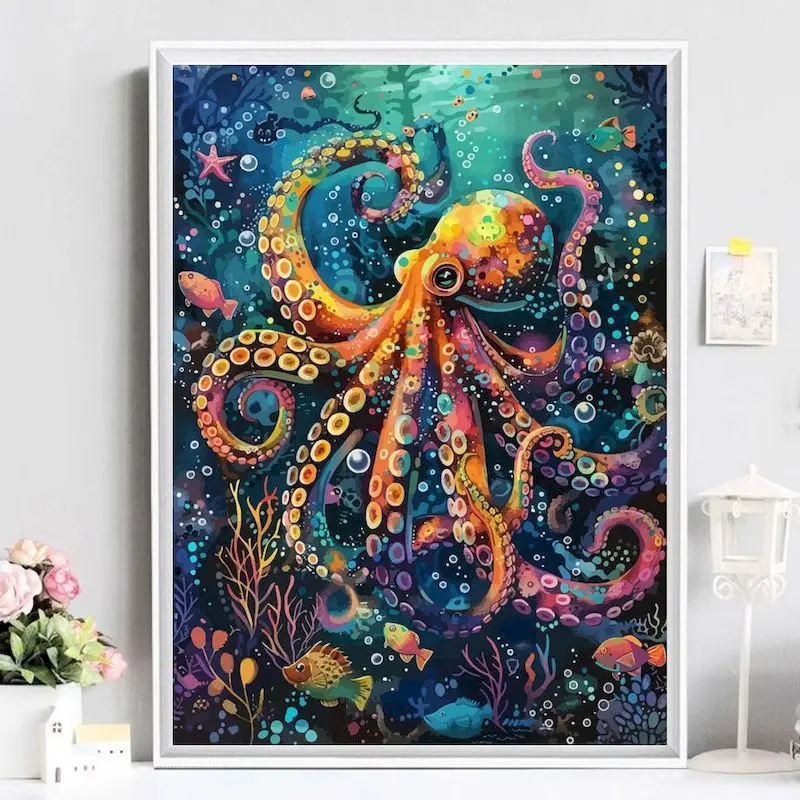 Набор для рисования по номерам на холсте Осьминог