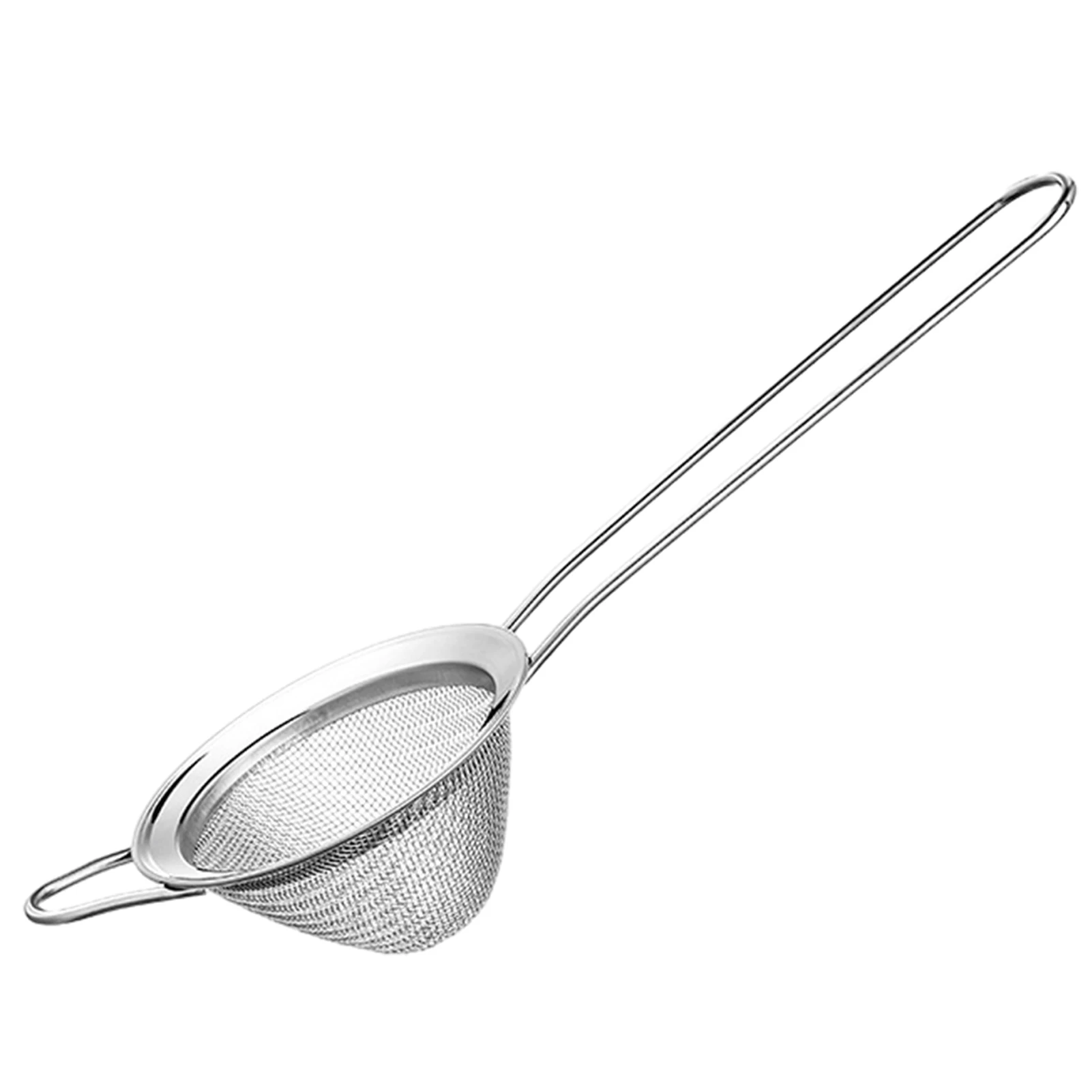 

Sturdy Silver Non Slip Reusable Stainless Steel Fine Mesh Strainer Juice Residue Conical Shape Durable Practical With Handle