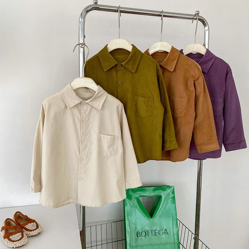 

Spring Autumn Girls Blouse Baby Shirt Kids Pullover Tops Toddler Blouse Children Clothes Fashion Classic Corduroy Solid 2-11Y