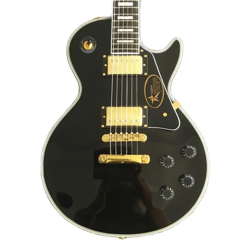 

2022 New Top FP-009, Black Color, Solid Body ,Ebony Fretboard, Fret Binding ,Custom LP Electric Guitar