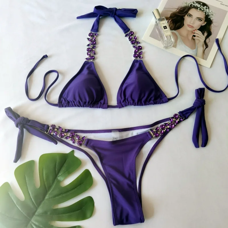 Новые сексуальные купальники бикини со стразами женские с эффектом пуш-ап