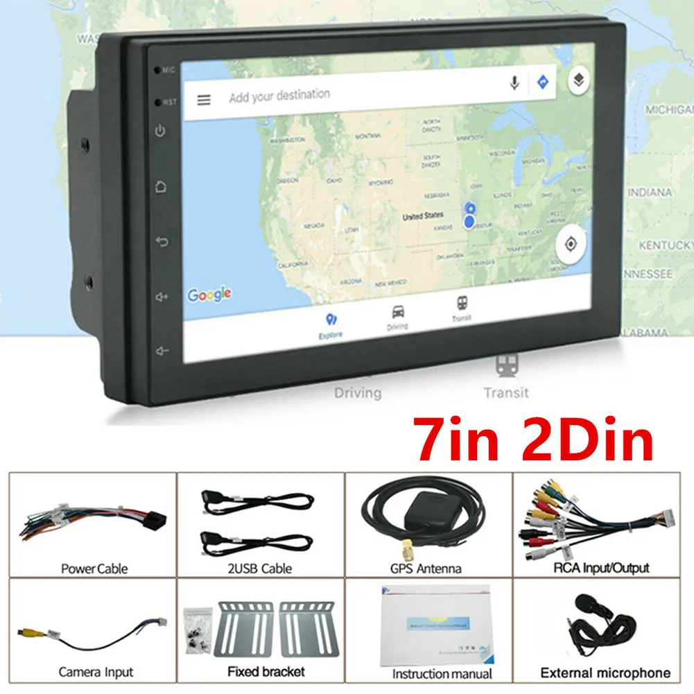 

7in 2 Din Car Multimedia Player Stereo Radio Audio Bluetooth MP5 Player Touch Screen Handsfree GPS Navigation Wifi FM Mirrorlink