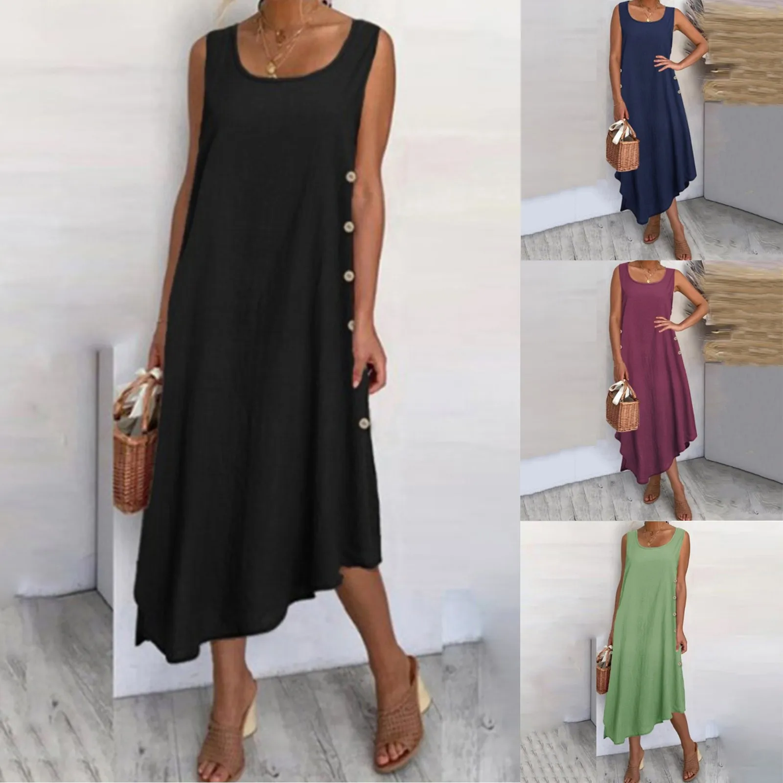 

Женское платье-туника без рукавов, с длинным рукавом