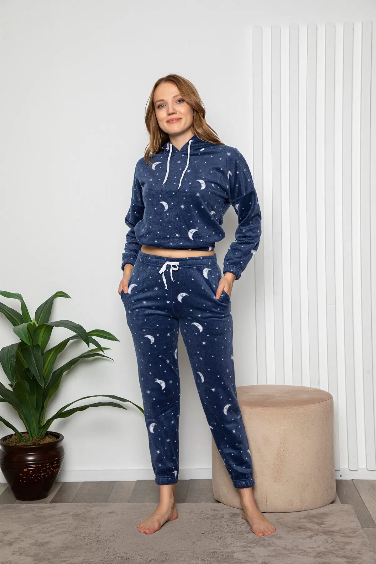 

Women's Pajamas Long Sleeve Moon Patterned Hooded Sleep Lounge Pajamas Nightwear Nightwear Nightwear Casual Home Clothing