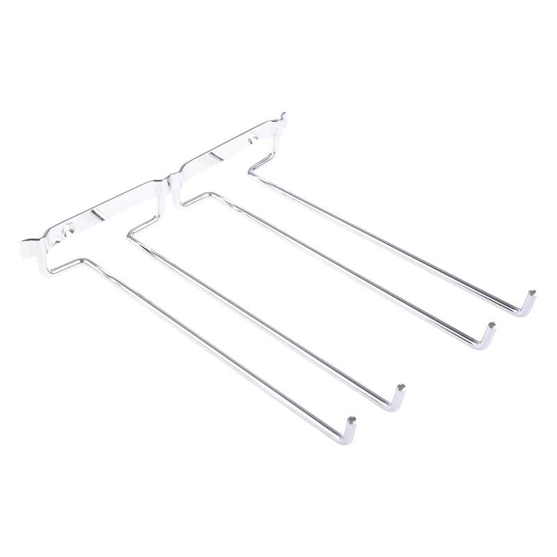 

Unilateral Side 2 Row Hanging Wine Glass Holder Inverted Shelf Under Mounted on Cabinet Glass Storage Metal Hanger Dropship