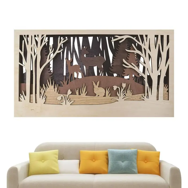 

Деревянная резная настенная декорация, искусственное дерево, полый вырезанный дизайн и изысканные детали, Яркий декоративный эффект и 3D