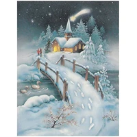 5d diamond painting winter night snow and cottage full drill by number kits for adults diy diamond set arts craft a1078