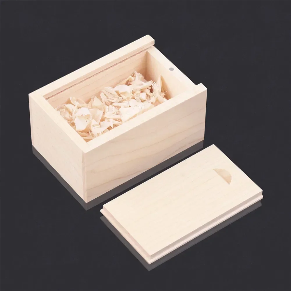 Wooden Storage Box Log Drawer Maple Pull-Out Sliding Cover Wood Jewelry Organizer Case Earring Container DIY Rectangle