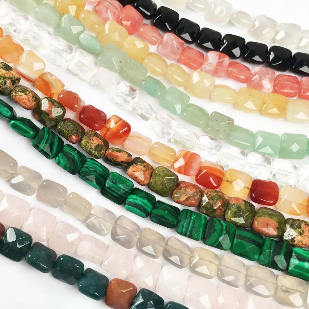 

Natural Stone Faceted Beading Square Shape Gemstone Isolation Loose Beads for Jewelry Making Diy Necklace Bracelet Accessorie