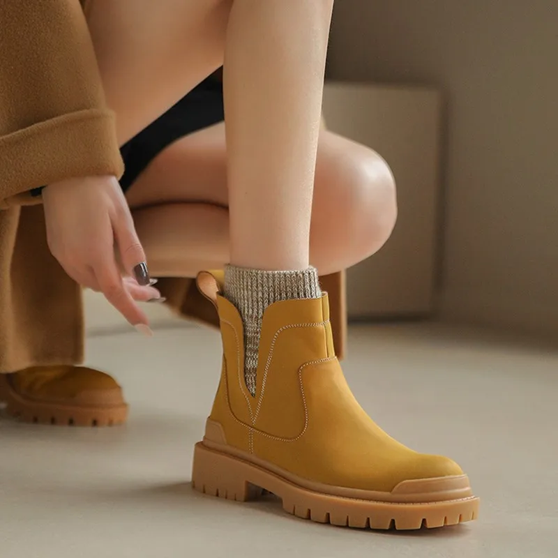 

Женские ботильоны из искусственной кожи, осенние короткие ботинки, ботинки из спилка в нейтральном стиле, женская зимняя обувь, ботинки для ...