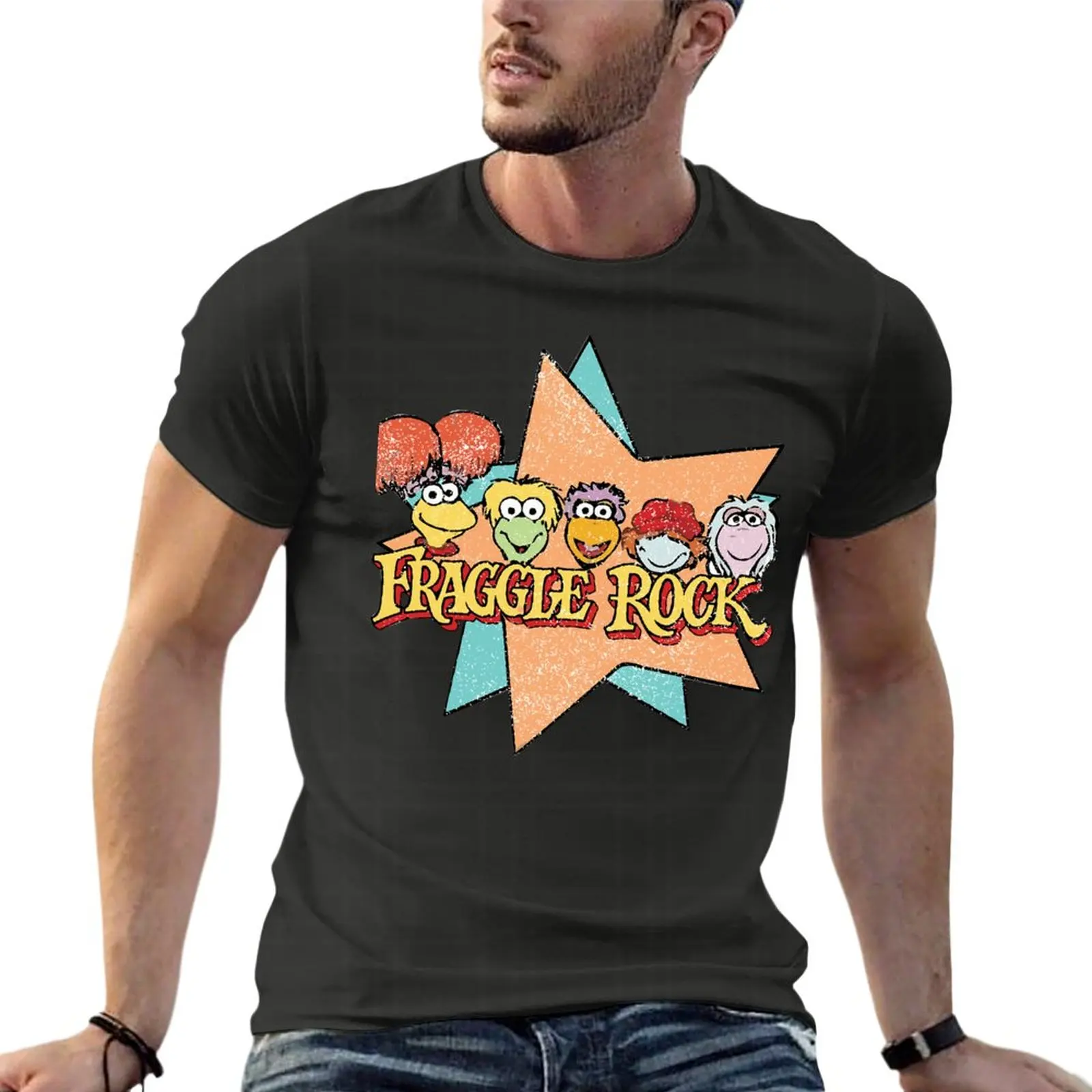 

Fraggle Rock Fraggles 80S Muppets Oversized T-Shirts For Men'S Clothes Short Sleeve Streetwear Large Size Tops Tee