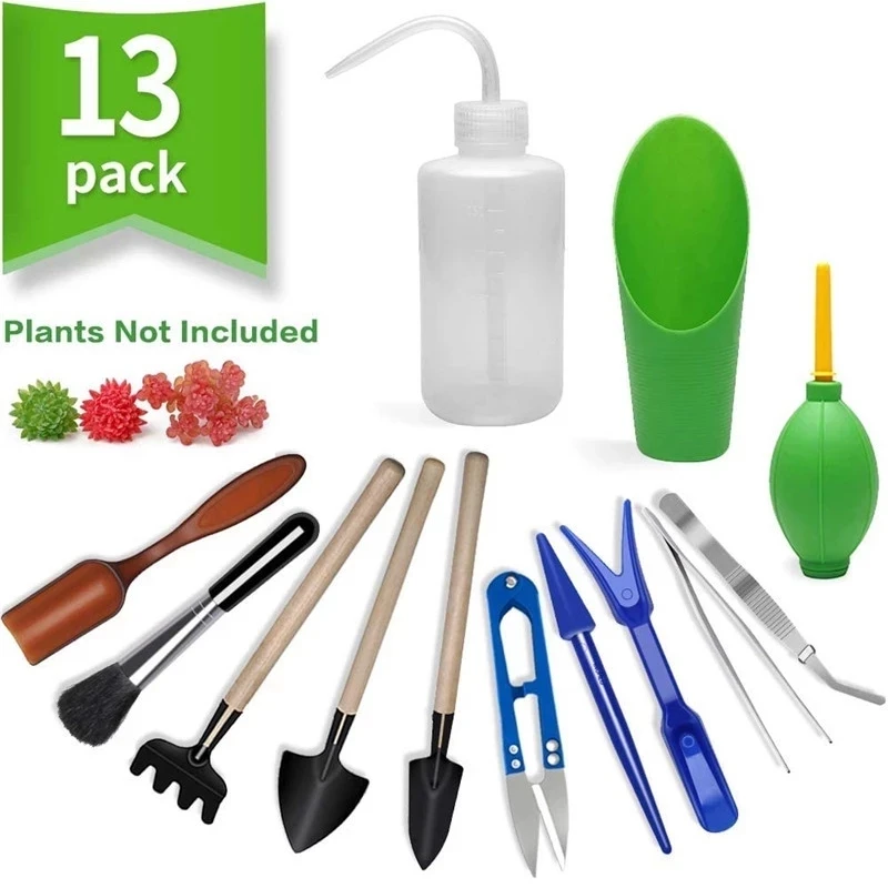 

13pcs Bonsai Tools Mini Garden Transplanting Hand Tool Planting Flower Outdoor Miniature Gardening Bonsai Tool Use For Succulent