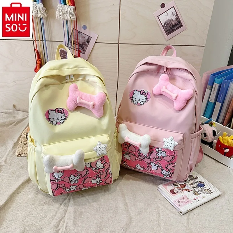 Модный новый милый рюкзак MINISO 2024 с милым бантом Hello Kitty высококачественный