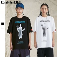 cnhnoh original streetwear male brand short sleeved loose ins street hip hop ghost character t shirt 9118